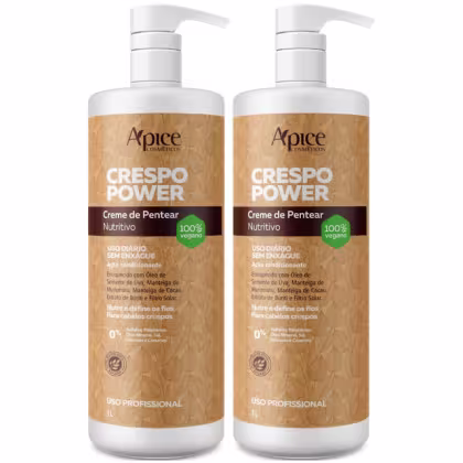 Imagem do produto Kit 2 Creme De Pentear Nutritivo Apse Apice Crespo Power Vegano Profissional Uso Diario 1L	