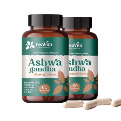 Imagem do produto Kit 02 Ashwaga 1000mg por dose Reavita  60 Cáps – Força e Energia
