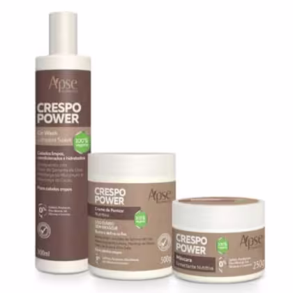 Imagem do produto Kit Crespo Power Co Wash, Máscara e Creme de Pentear Apse