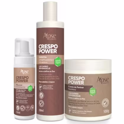 Imagem do produto Kit Crespo Power Finalizadores Mousse Gelatina e Creme de Pentear Apse Cosmétics - 3 ITENS
