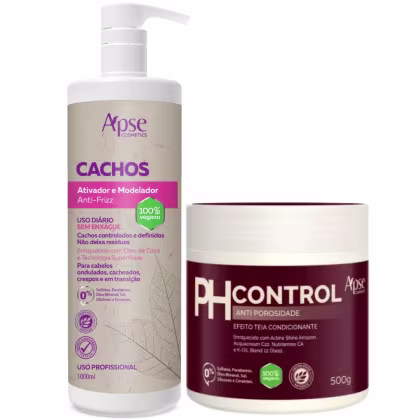 Imagem do produto Kit Ativador Ativador de Cachos 1000ml e PH Control Antiporosidade 500g Apse Cosméticos
