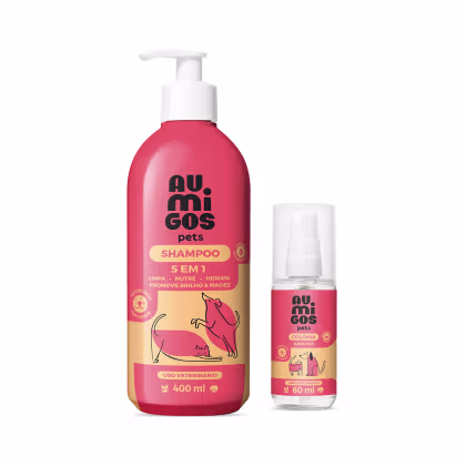 Imagem do produto Combo Au.Migos Pets: Shampoo 5 em 1 400ml + Colônia 60ml
