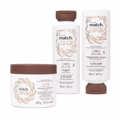 Imagem do produto Combo Match Ciência das Curvas: Shampoo 300ml + Condicionador E Leave-In 300ml + Máscara Capilar Hidratante Cachos 350g
