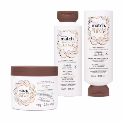 Imagem do produto Combo Match Ciência das Curvas: Shampoo 300ml + Condicionador E Leave-In 300ml + Máscara Capilar Hidratante Crespos 350g