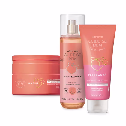 Imagem do produto Combo Cuide-se Bem Pessegura: Body Splash 200ml + Hidratante Desodorante 200ml + Máscara de Bumbum 230g