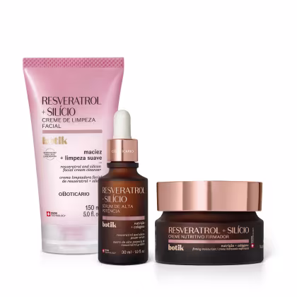 Imagem do produto Combo Botik Resveratrol E Silício: Creme de Limpeza Facial 150ml + Sérum Facial 30ml + Creme Nutritivo Firmador 40g