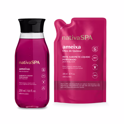 Imagem do produto Combo Nativa Spa Ameixa: Sabonete Líquido Perfumado 250ml + Refil 200ml