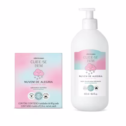 Imagem do produto Combo Cuide-se Bem Nuvem de Alegria: Loção Corporal 400ml + Sabonetes em Barra 4x80g