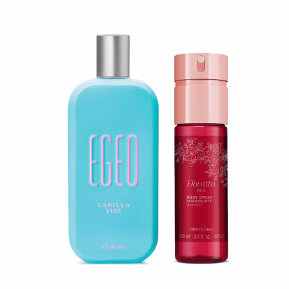Imagem do produto Combo Egeo Vanilla Vibe Desodorante Colônia 90ml +  Body Spray Floratta Red 100ml