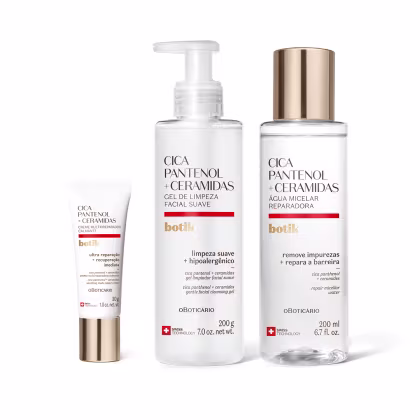 Imagem do produto Kit Botik o Boticário Cica Pantenol + Ceramidas Limpeza Multirreparadora Calmante Trio (3 Produtos)