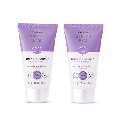 Imagem do produto Combo Antitranspirante em Creme Cuide-se Bem Rosa e Algodão 80g (2 itens)