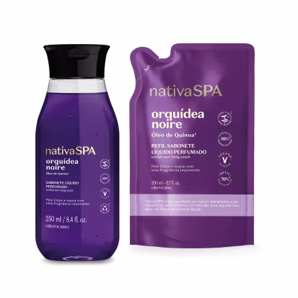 Imagem do produto Combo Nativa Spa Orquídea Noire: Sabonete Líquido Perfumado 250ml + Refil 200ml