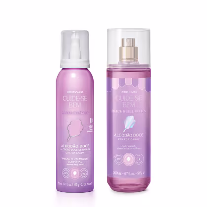 Imagem do produto Combo Cuide-se Bem Doces Delírios Algodão Doce: Body Splash 200ml +Sabonete Em Mousse Corporal 150ml