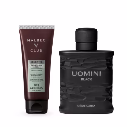 Imagem do produto Combo Uomini Black Desodorante Colônia 100ml +Creme para Barbear Malbec Club Sensitive 100g