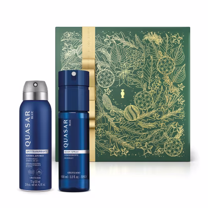 Imagem do produto Combo Presente  Quasar Blue: Desodorante Antitranspirante Aerossol 75g/125ml +  Body Spray 100ml + Caixa Presenteável