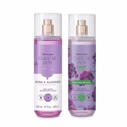 Imagem do produto Combo Body Splash Cuide-se Bem: Rosa e Algodão 200ml + Cachos de Uva 200ml