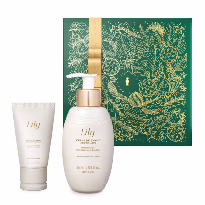 Imagem do produto Combo Presente Natal Lily Acetinados: Creme de Banho 250ml + Creme Para Mãos 50g + Caixa De Presente