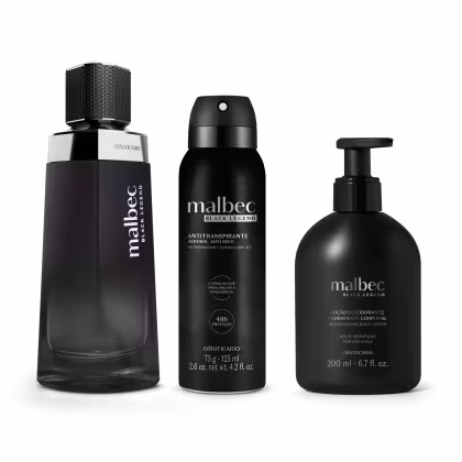 Imagem do produto Combo Malbec Black Legend: Desodorante Colônia 100ml + Loção Corporal 200ml + Desodorante Antitranspirante 75g/ 125ml