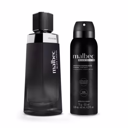 Imagem do produto Conjunto Malbec Black Legend o Boticário Masculino - Desodorante Colônia 100ml + Desodorante Antitranspirante 75g/ 125ml