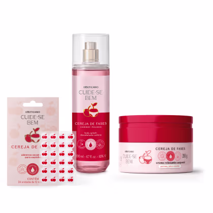 Imagem do produto Combo Cuide-se Bem Cereja De Fases: Body Splash 200m + Creme Relaxante Corporal 200ml + Adesivos Secativos Para Espinha