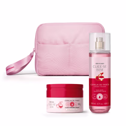 Imagem do produto Combo Cuide-se Bem Cereja De Fases: Body Splash 200ml + Creme Relaxante Corporal 200g + Nécessarie Rosa