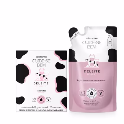 Imagem do produto Combo Cuide-Bem Deleite: Refil Loção Corporal 350ml + Sabonete em Barra 4x80g