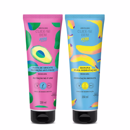 Imagem do produto Combo Máscara Capilar Cuide-se Bem Feira: Pasta de Abacate 250ml + Banana 250ml