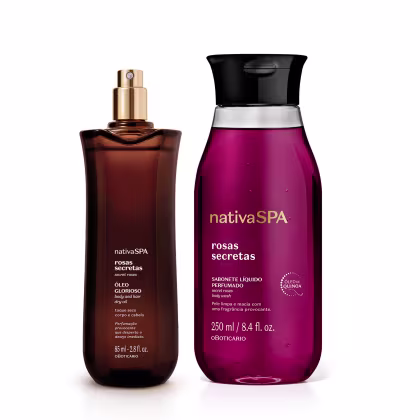 Imagem do produto Combo Nativa SPA Rosas Secretas:  Sabonete Líquido Corporal 250ml + Óleo Multifuncional Corpo E Cabelos 85ml