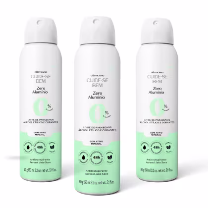 Imagem do produto Combo Antitranspirante Aerosol Cuide-se Bem Zero Alumínio 150ml (3 unidades)