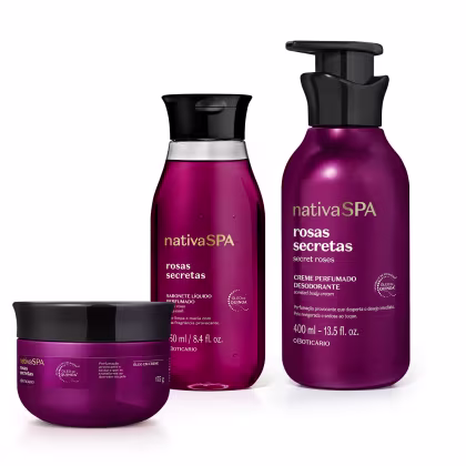 Imagem do produto Combo Nativa SPA Rosas Secretas: Sabonete Líquido 250ml + Óleo Em Creme 175g + Creme Perfumado Corporal 400ml