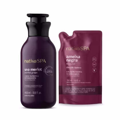 Imagem do produto Combo Nativa Spa: Loção Nutritiva Corporal Uva Merlot 400ml e Refil Loção Hidratante Corporal Ameixa Negra 350ml