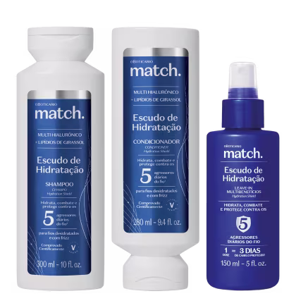 Imagem do produto Combo Match Escudo de Hidratação: Shampoo 300ml + Condicionador 280ml + Leave-In Multibenefícios 100ml