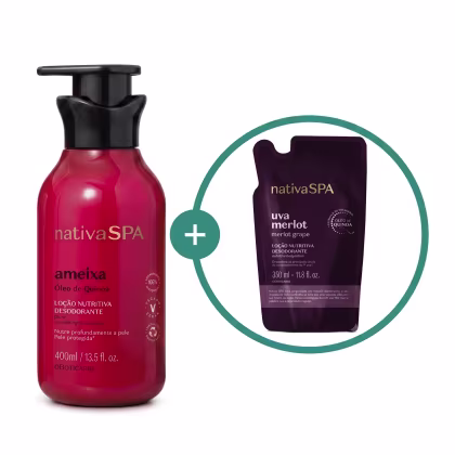 Imagem do produto Combo Nativa SPA Ameixa e Uva Merlot: Loção Hidratante Corporal 400ml + Refil Loção Nutritiva Corporal 350ml