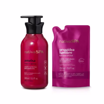 Imagem do produto Combo Nativa SPA: Loção Hidratante Desodorante Corporal Ameixa 400ml + Refil Creme Desodorante Hidratante Orquídea Lumière 350ml