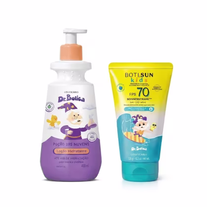 Imagem do produto Combo Dr. Botica Poção das Nuvens Loção Hidratante 400ml + Protetor Solar Infantil FPS 70 Boti Sun Kids 120g