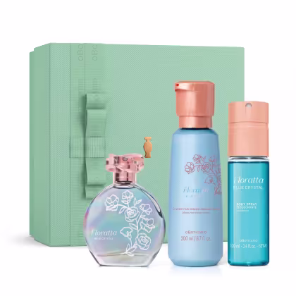 Imagem do produto Combo Floratta Blue Crystal: Desodorante Colônia 75ml + Creme Hidratante 200ml + Body Spray 100ml + Caixa Presente