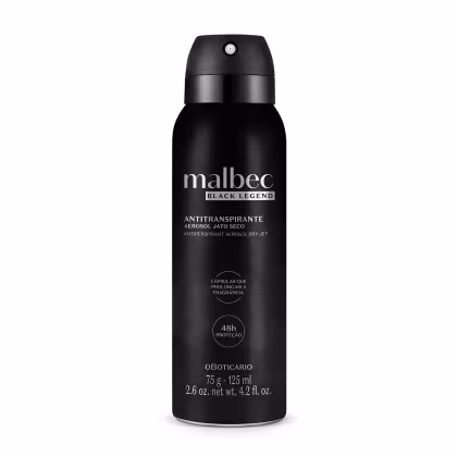 Imagem do produto o Boticário Malbec Black Legend - Desodorante Antitranspirante Aerossol 75g/125ml