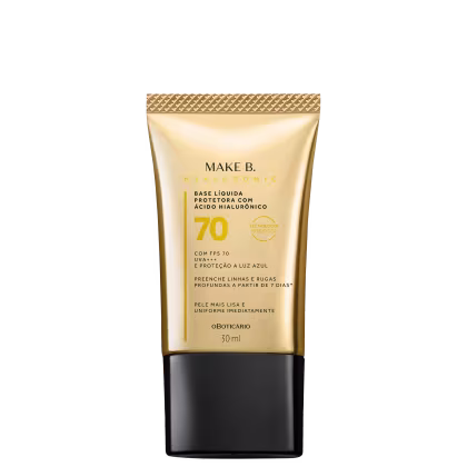 Imagem do produto Base Líquida Protetora Com Ácido Hialurônico FPS 70 Make B. Hyaluronic cor 60 30ml