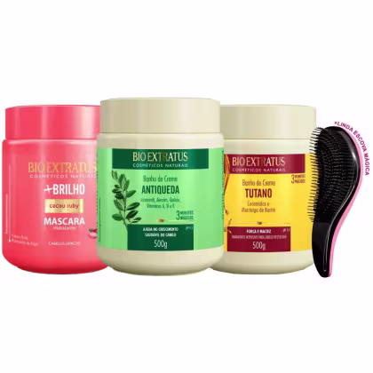 Imagem do produto Máscaras Bio Extratus +Brilho Jaborandi Tutano 500g +Escova