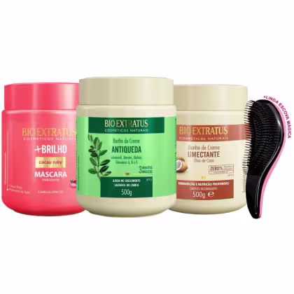 Imagem do produto Kit Máscaras Bio Extratus Brilho Jaborandi Coco 500g +Escova