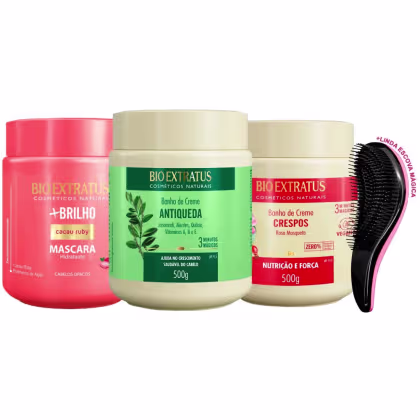 Imagem do produto Máscaras Bio Extratus Brilho Jaborandi Crespos 500g +Escova