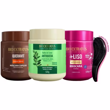 Imagem do produto Máscaras Bio Extratus Queravit Jaborandi Liso 500g +Escova