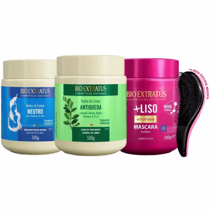 Imagem do produto Kit Máscara Bio Extratus Leite Jaborandi +Liso 500g +Escova
