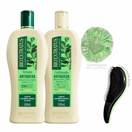 Imagem do produto Kit Shampoo Cond Jaborandi Bio Extratus 500ml +Escova/Touca