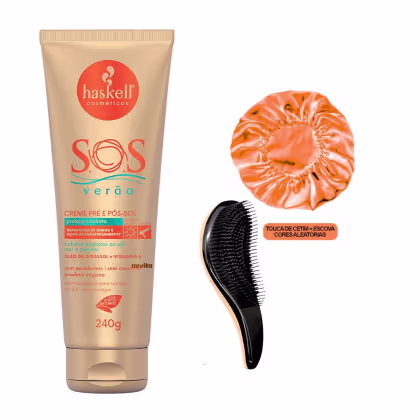 Imagem do produto Creme Pré e Pós-Sol SOS Verão Haskell 240g +Escova/Touca