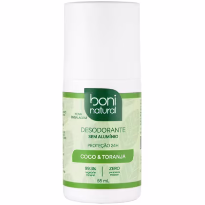 Imagem do produto Desodorante Boni Natural Roll-On Natural Coco E Toranja Vegano 24Hrs Proteção 55ml