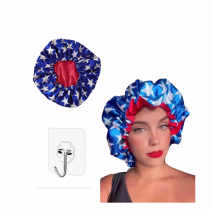 Imagem do produto Touca de Cetim Antifrizz Dupla Face Azul e Branco