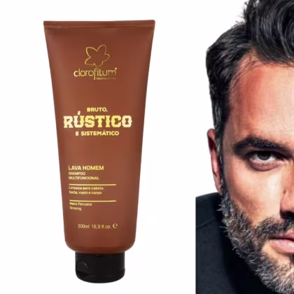 Imagem do produto Shampoo Multifuncional Lava Homem Bruto, Rústico e Sistemático 500ml  Clorofitum