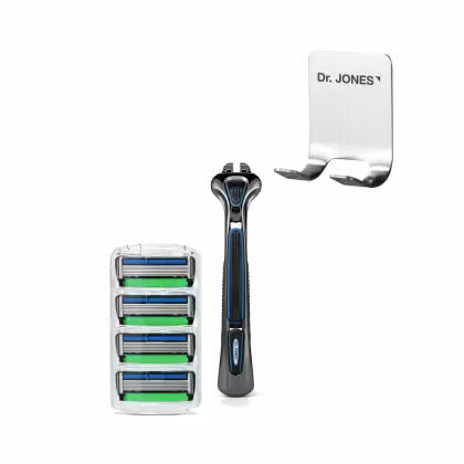 Imagem do produto Combo Barba The Razor 6: Cabo + Kit Recargas (4 unidades) + Suporte