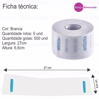 Imagem do produto Kit 500 Gola Higiênica Barbearia Protetor P/ Pescoço 5 Rolos
